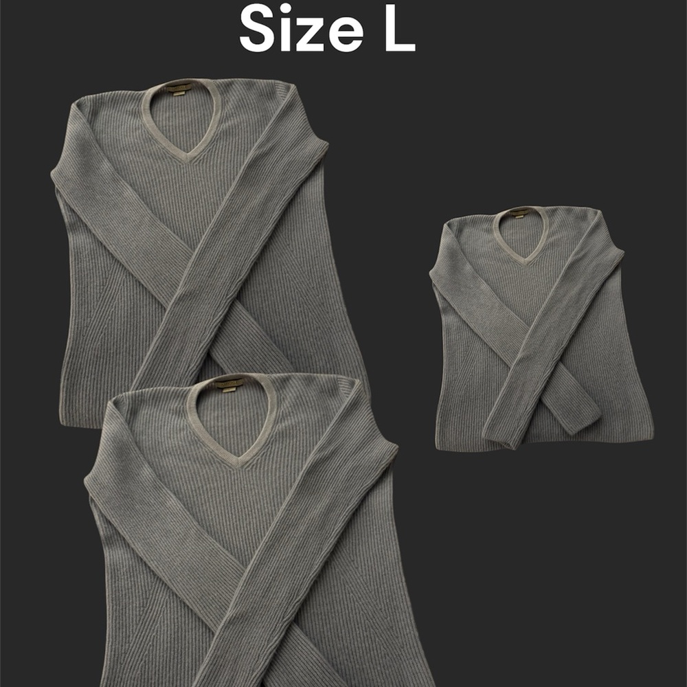 Amicale cashmere Gray V-Neck Sweater - Size L